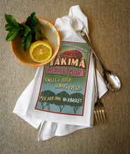 Load image into Gallery viewer, 51-19774 ORGANIC TEA TOWEL Yakima, Washington, Cherries Vintage Sign