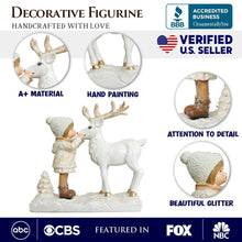 Load image into Gallery viewer, 17-1045 Charming Deer and Little Girl Figurine, Vintage Christmas