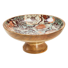 Load image into Gallery viewer, 702-7588 Natural with Bird Print Wooden Bowl 12x12x5.5