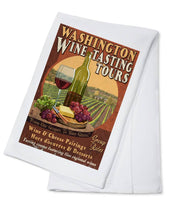 Load image into Gallery viewer, 51-619774 ORGANIC TEA TOWEL Washington Wine Tasting Vintage Sign