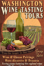 Load image into Gallery viewer, 51-619774 ORGANIC TEA TOWEL Washington Wine Tasting Vintage Sign