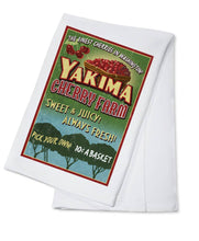 Load image into Gallery viewer, 51-19774 ORGANIC TEA TOWEL Yakima, Washington, Cherries Vintage Sign