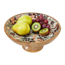 Load image into Gallery viewer, 702-7588 Natural with Bird Print Wooden Bowl 12x12x5.5