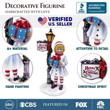 Load image into Gallery viewer, 17-1015 Victorian Style Christmas Girl and Street Lamp Tabletop