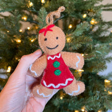 Load image into Gallery viewer, 151-12 Gingerbread Woman Embroidered Wool Christmas Ornament