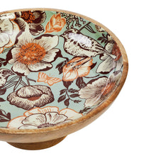 Load image into Gallery viewer, 702-7588 Natural with Bird Print Wooden Bowl 12x12x5.5