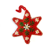 Load image into Gallery viewer, 151-12 Red Six Pointed Star Embroidered Wool Christmas Ornament