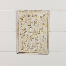 Load image into Gallery viewer, 114-787 GOLD & WHITE ALL IS CALM ALL IS BRIGHT SIGN