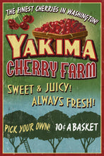 Load image into Gallery viewer, 51-19774 ORGANIC TEA TOWEL Yakima, Washington, Cherries Vintage Sign