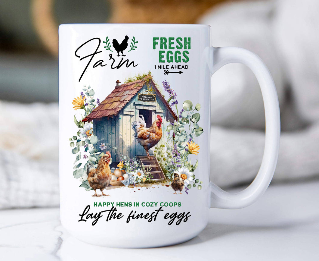36-1151 Country Farm Chicken Coop 15 oz Coffee Mug