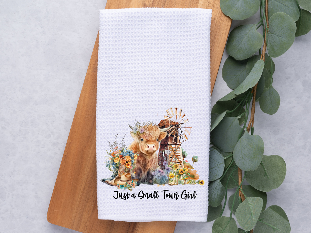 44-4 Just A Small Town Girl / Cow / Kitchen / Dish / Hand Towel
