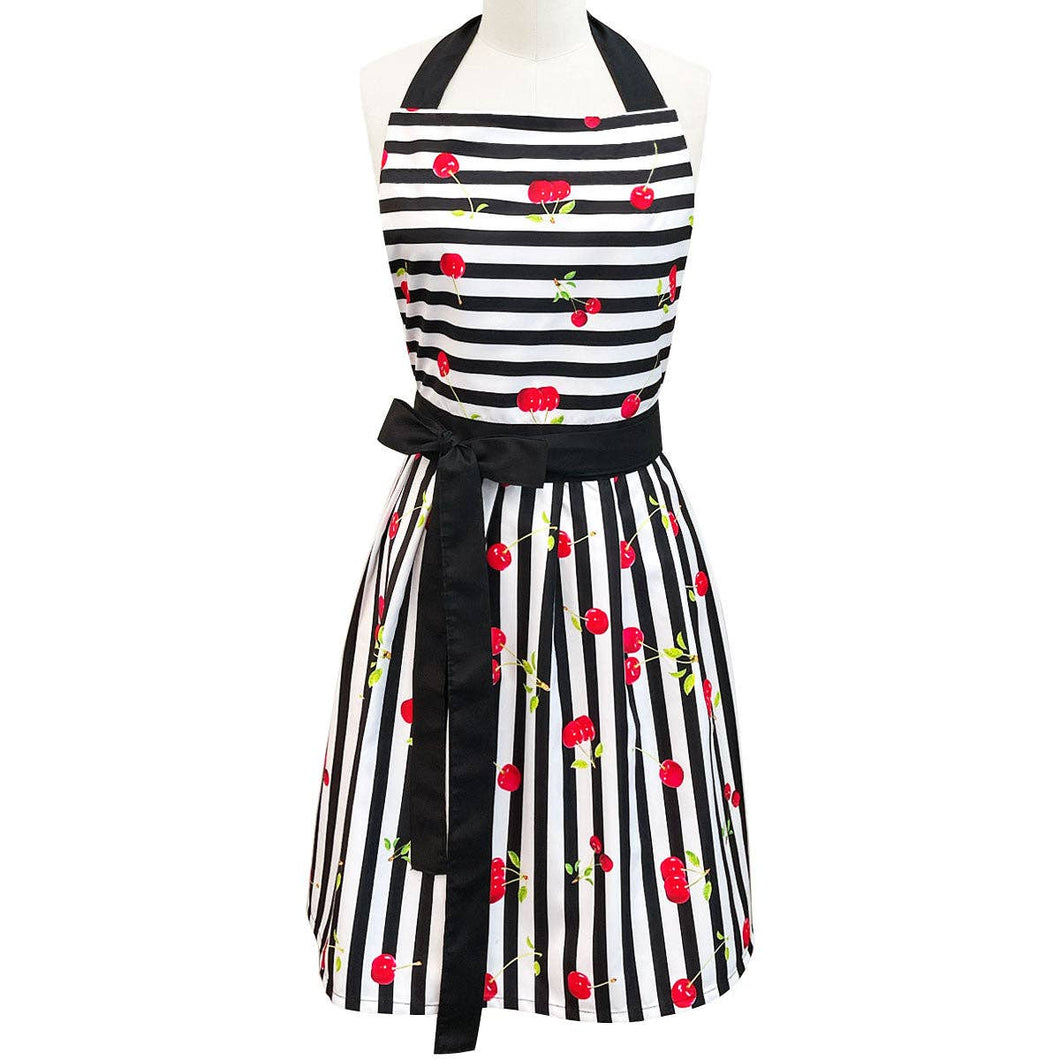 45-1 Wrapables Cherries and Stripes Flirty Apron