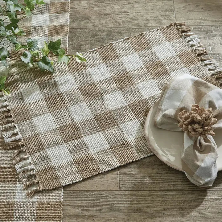 157-113-01N Wicklow Check Placemat Natural