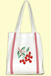 103-1  Cherries Retro Cotton Tote, book-size