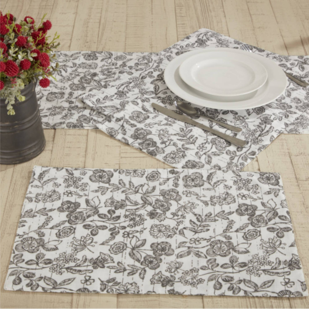 702-9127 Gray Gables Floral Placemat  18Lx12W