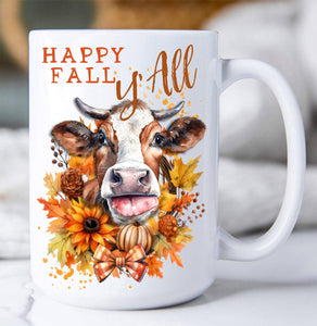 36-22   Autumn Happy Fall Y'All Cow Coffee Mug