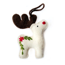 Load image into Gallery viewer, 151-12   Reindeer Embroidered Wool Christmas Ornament

