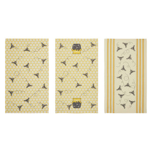 702-9711 Buzzy Bees Honeypot Tea Towel Set of 3 16x28