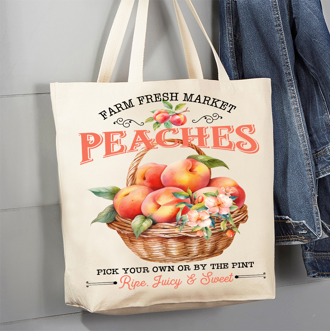 36-40 Farm Fresh Peaches Blossoms  Canvas Tote Bag