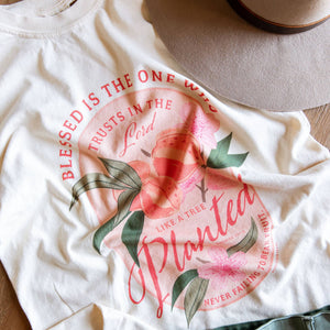 366-1 Peach Faith Tee - Ivory