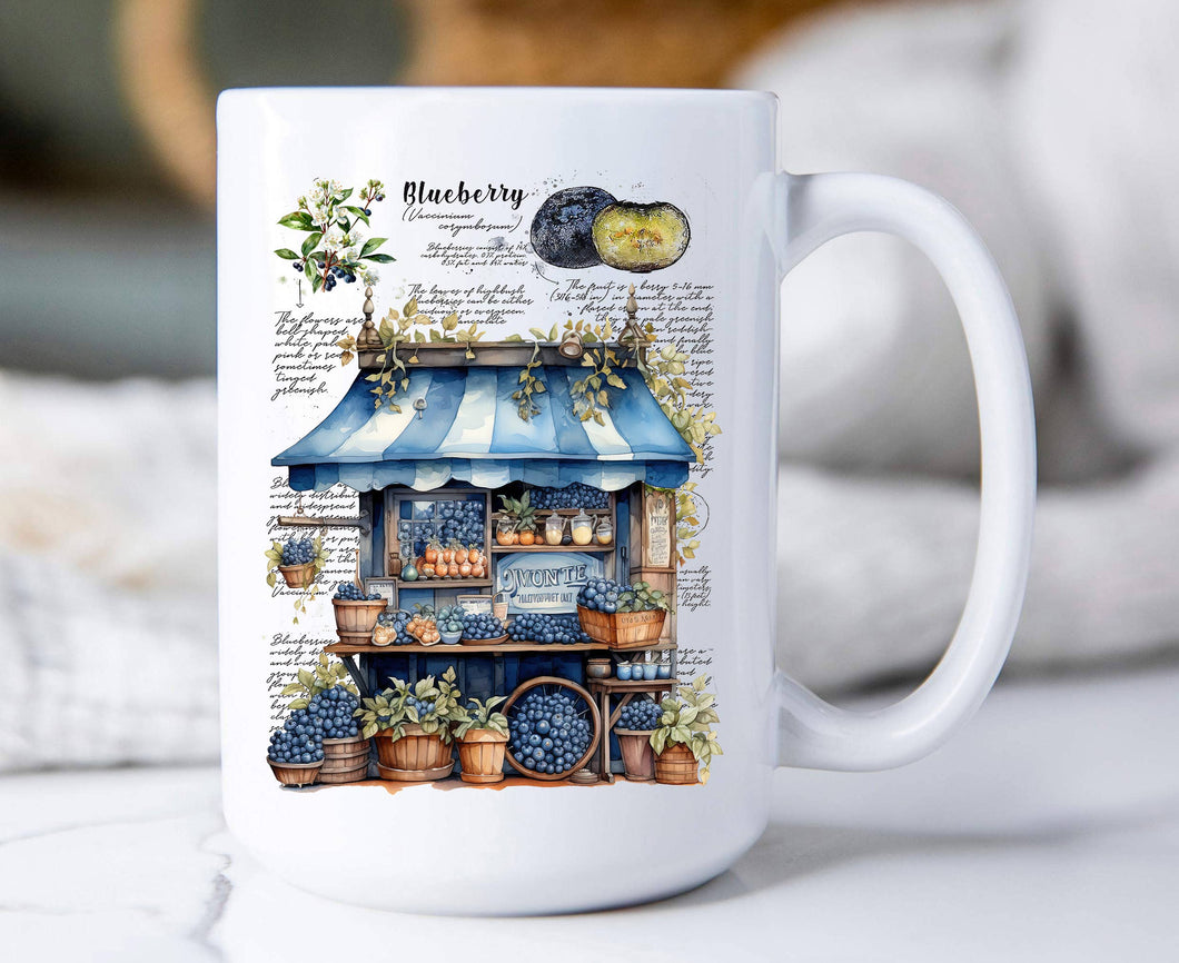 36-1166 Vintage Blueberry Fruit Cart Market Coffee Mug