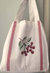 103-1  Cherries Retro Cotton Tote, book-size