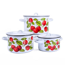 Load image into Gallery viewer, 270-1   SMALL  Cherry Berry Enamel Stockpot
