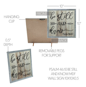 702-9148 Celebrate Grace Psalm 46:10 Be Still And Know MDF Wall Sign 10x10x0.5