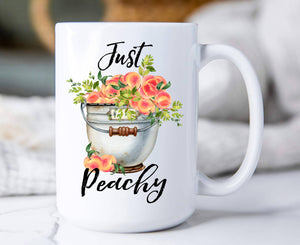 36-1119 Just Peachy Bucket of Peaches Coffee Mugs