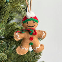 Load image into Gallery viewer, 151-12   Gingerbread Man Embroidered Wool Christmas Ornament
