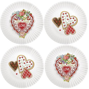 21-4 Valentines Cookies Melamine Plates S/4