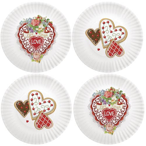 21-4 Valentines Cookies Melamine Plates S/4