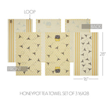 Load image into Gallery viewer, 702-9711 Buzzy Bees Honeypot Tea Towel Set of 3 16x28
