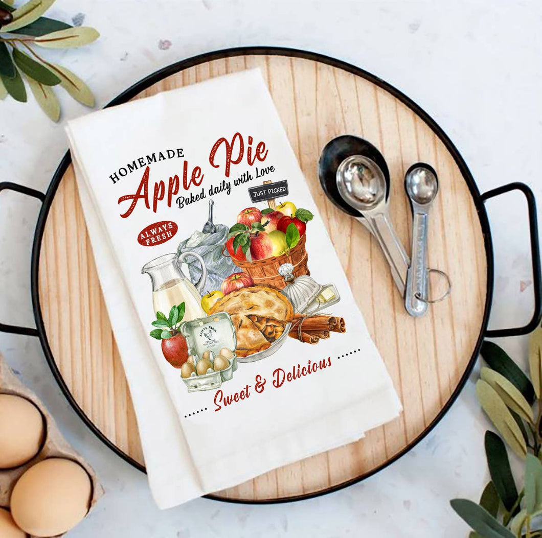 36-63 Country Homemade Apple Pie Flour Sack Tea Towel