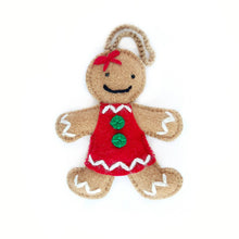 Load image into Gallery viewer, 151-12   Gingerbread Woman Embroidered Wool Christmas Ornament
