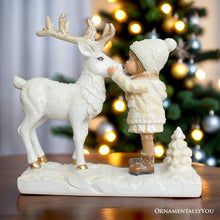 Load image into Gallery viewer, 17-1045   Charming Deer and Little Girl Figurine, Vintage Christmas
