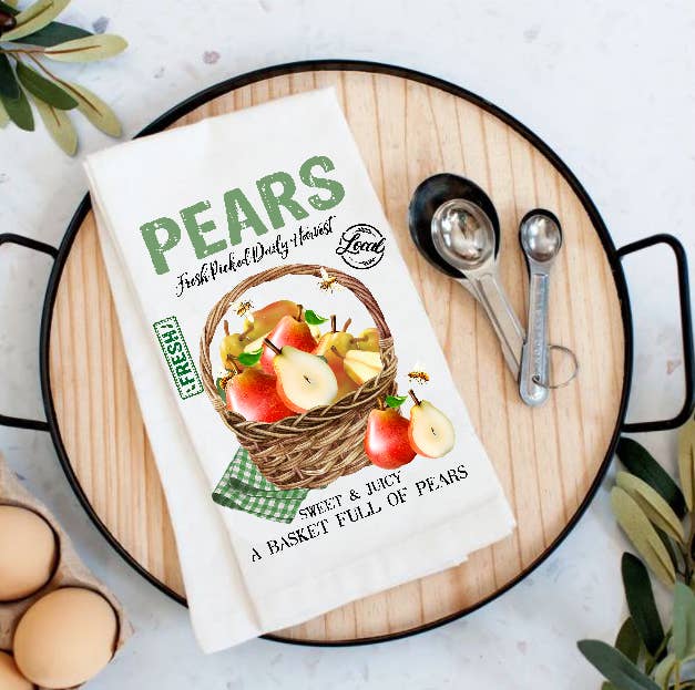 36-37 Country Farm Fresh Pears Fruit Kitchen Cotton Tea Towels
