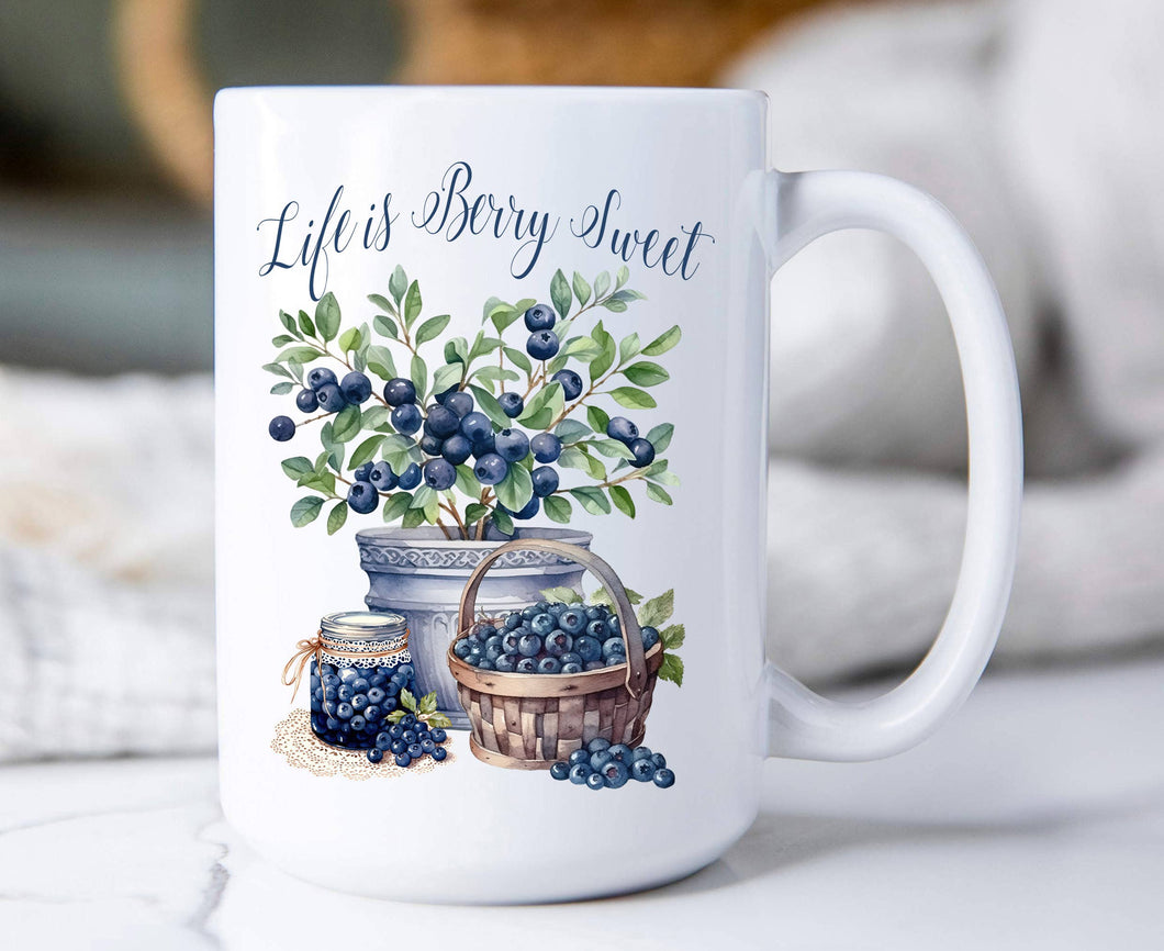 36-1165 Life is Berry Sweet Blueberry Fruit Coffee Mug