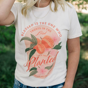 366-1 Peach Faith Tee - Ivory