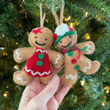 Load image into Gallery viewer, 151-12   Gingerbread Man Embroidered Wool Christmas Ornament
