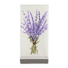 Load image into Gallery viewer, 63-755211 Lavender Bouquet Embellished Dishtowel
