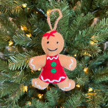 Load image into Gallery viewer, 151-12   Gingerbread Woman Embroidered Wool Christmas Ornament
