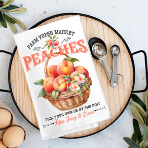 36-42 Farm Fresh Peaches Blossoms  Tea Towel