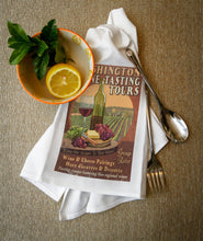 Load image into Gallery viewer, 51-619774 ORGANIC TEA TOWEL Washington Wine Tasting Vintage Sign

