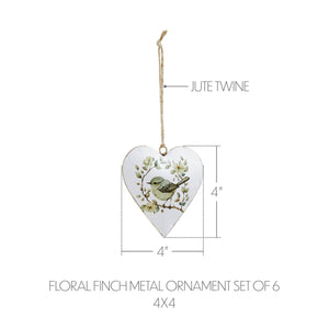 702-6740 Floral Finch Metal Ornament