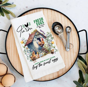 36-1151-1 Country Farm Chicken Coop Cotton Tea Towels
