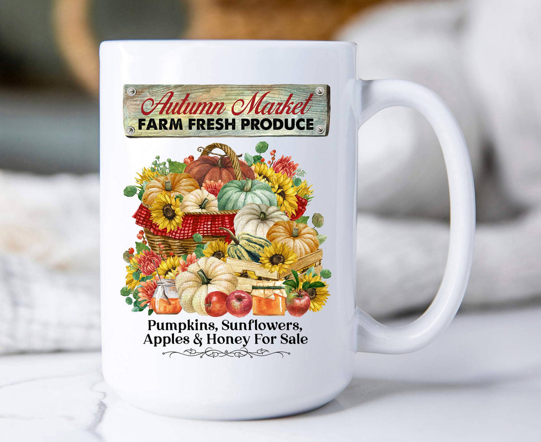 36-52 Autumn Fall Market Pumpkins Apples Coffee Mug