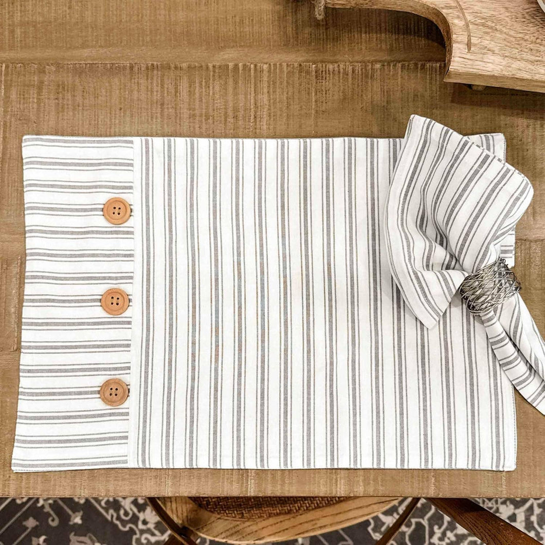 702-3995 Timeless Ticking Gray Placemat 18Lx12W