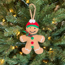 Load image into Gallery viewer, 151-12   Gingerbread Man Embroidered Wool Christmas Ornament
