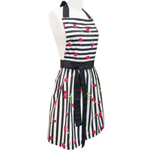 Load image into Gallery viewer, 45-1 Wrapables Cherries and Stripes Flirty Apron
